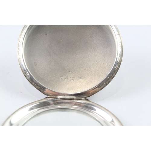 327 - Vintage 1940 Birmingham Sterling Silver Guilloche Enamel Compact (69g)