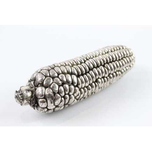 343 - Vintage Stamped .925 Sterling Silver Novelty Cast Corn on The Cob Filled (234g)