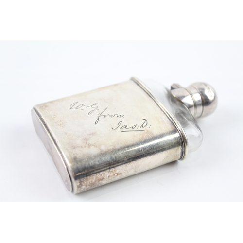 347 - Antique Victorian 1899 Sheffield Sterling Silver Gents Hip Flask (140g)