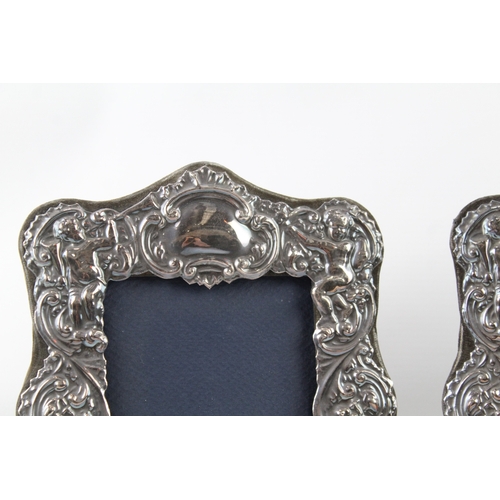 350 - Pair of Vintage 1983 London Sterling Silver Cherub Photograph Frames 710g