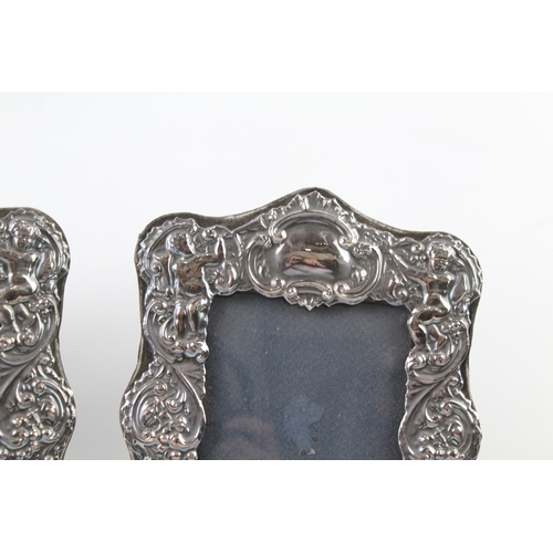 350 - Pair of Vintage 1983 London Sterling Silver Cherub Photograph Frames 710g