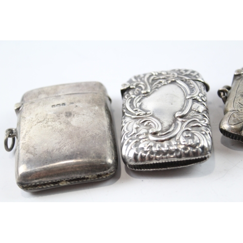 353 - 4 x Antique .925 Sterling Silver Vesta / Match Cases Inc Edwardian (117g)