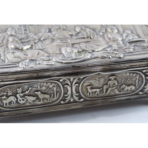 355 - Antique .850 Continental Silver Figural Trinket / Jewellery Box (176g)