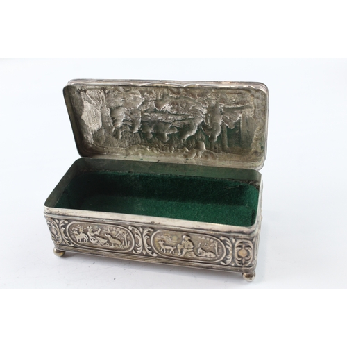 355 - Antique .850 Continental Silver Figural Trinket / Jewellery Box (176g)