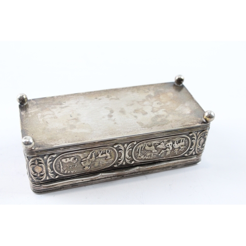 355 - Antique .850 Continental Silver Figural Trinket / Jewellery Box (176g)