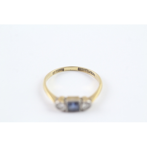 36 - 18ct gold sapphire and diamond trilogy ring Size P