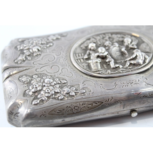 362 - Antique / Vintage .950 Silver Cherub Detailed Vanity Case (131g)