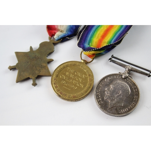 369 - WW1 1914-15 Star Medal Trio 4172 Pte A.E. Smith 24th London Regt x 3