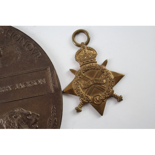 372 - WW1 Death Plaque & 1914-15 Star Medal Harry Jackson 113 Pte Jackson Army Cyclist