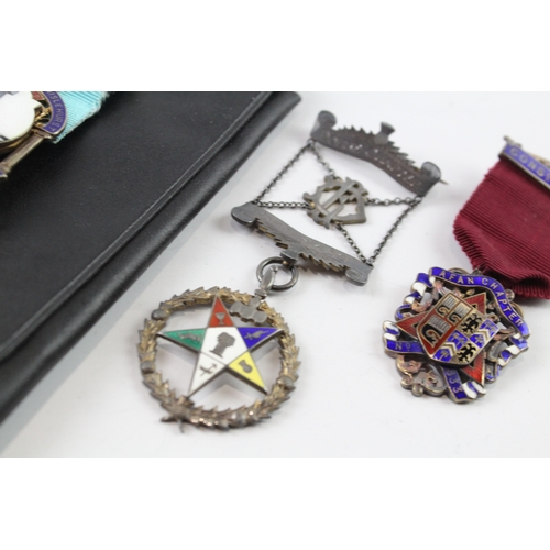 376 - Sterling Silver Masonic Jewels Inc Imperial Lodge Of Chislehurst Etc x3 76g