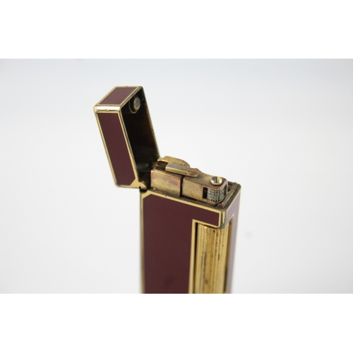 383 - Dunhill Vintage Gold-Plated & Red Lacquer Swiss Rollagas 1980s Lighter W/ Flints