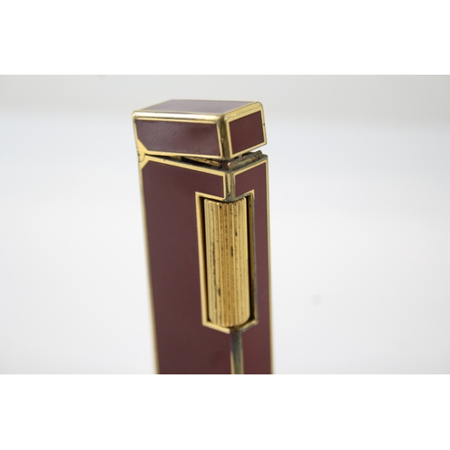 383 - Dunhill Vintage Gold-Plated & Red Lacquer Swiss Rollagas 1980s Lighter W/ Flints