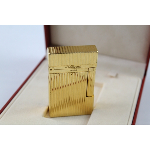 385 - St Dupont Gold Plated Lighter Working BOXED