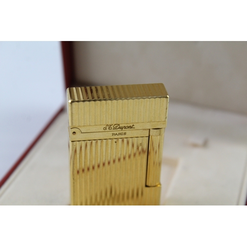 385 - St Dupont Gold Plated Lighter Working BOXED