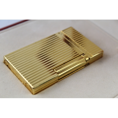 385 - St Dupont Gold Plated Lighter Working BOXED