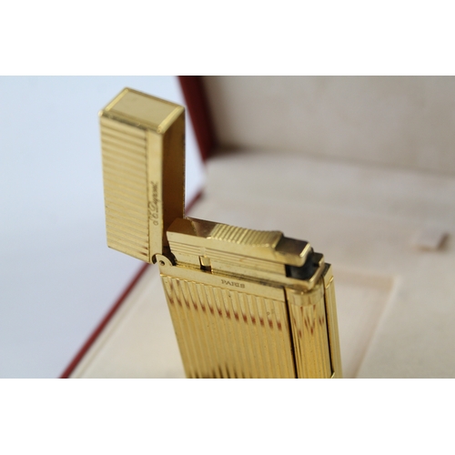 385 - St Dupont Gold Plated Lighter Working BOXED