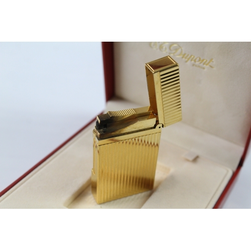 385 - St Dupont Gold Plated Lighter Working BOXED