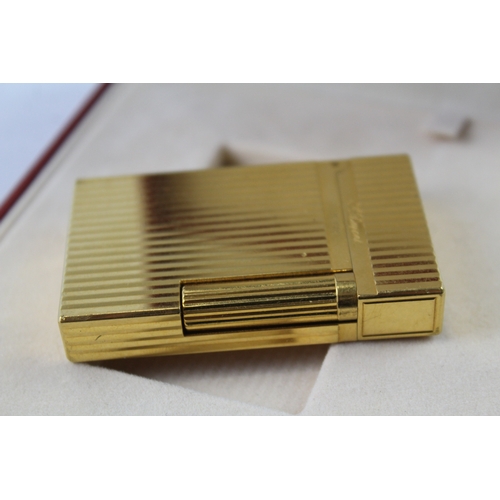 385 - St Dupont Gold Plated Lighter Working BOXED