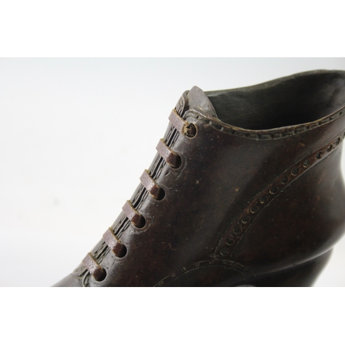 393 - Bronze Cast of a Pair of Victorian Shoes / Boots w/ Leather Detail (1956g)