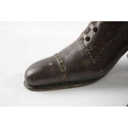 393 - Bronze Cast of a Pair of Victorian Shoes / Boots w/ Leather Detail (1956g)