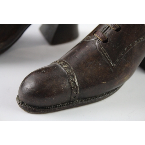 393 - Bronze Cast of a Pair of Victorian Shoes / Boots w/ Leather Detail (1956g)