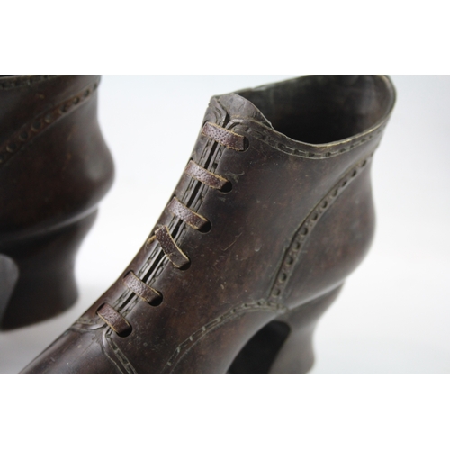 393 - Bronze Cast of a Pair of Victorian Shoes / Boots w/ Leather Detail (1956g)