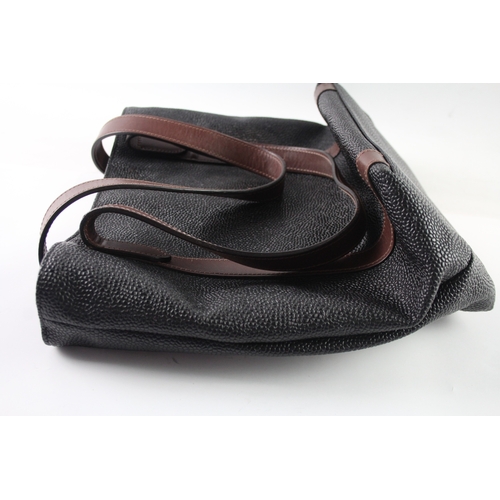 396 - Vintage MULBERRY Black 'Pebble Dash' Ladis Shoulder / Tote Bag