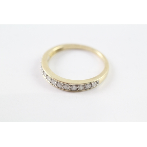 4 - 9ct gold diamond half eternity ring Size R