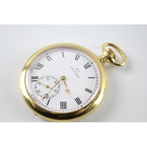 422 - Mens Vintage Garrard Open Face Gold Plated Pocket Watch Hand-Wind WATCH RUNS