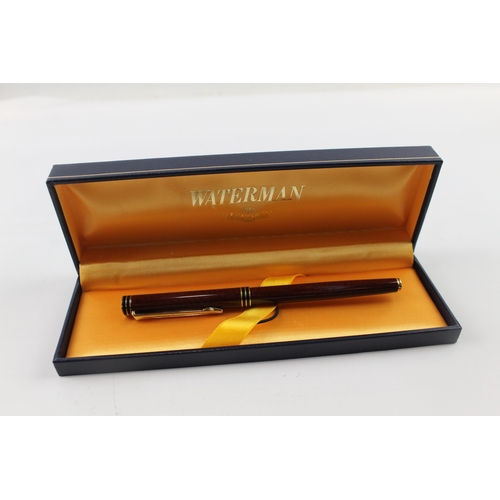 431 - Vintage Waterman Ideal Brown Lacquer Fountain Pen w/ 18ct Gold Nib WRITING Boxed