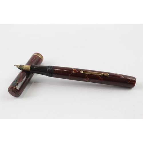 434 - Vintage Waterman Ideal Brown Lacquer Fountain Pen w/ 14ct Gold Nib WRITING