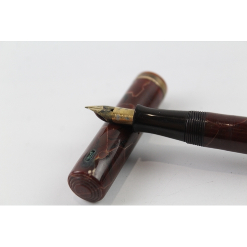 434 - Vintage Waterman Ideal Brown Lacquer Fountain Pen w/ 14ct Gold Nib WRITING