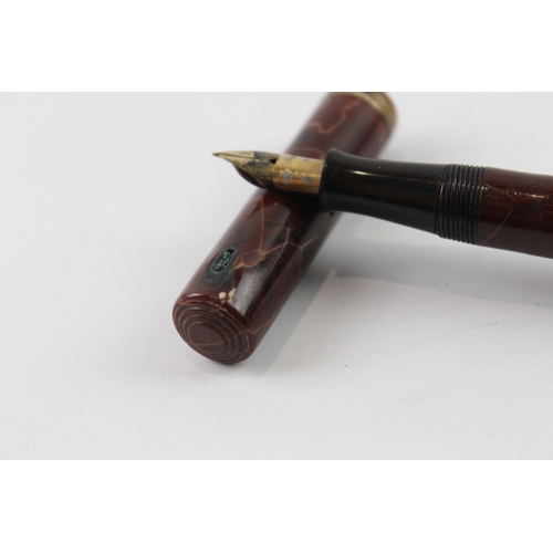 434 - Vintage Waterman Ideal Brown Lacquer Fountain Pen w/ 14ct Gold Nib WRITING