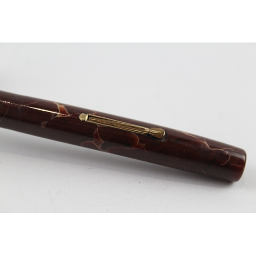 434 - Vintage Waterman Ideal Brown Lacquer Fountain Pen w/ 14ct Gold Nib WRITING