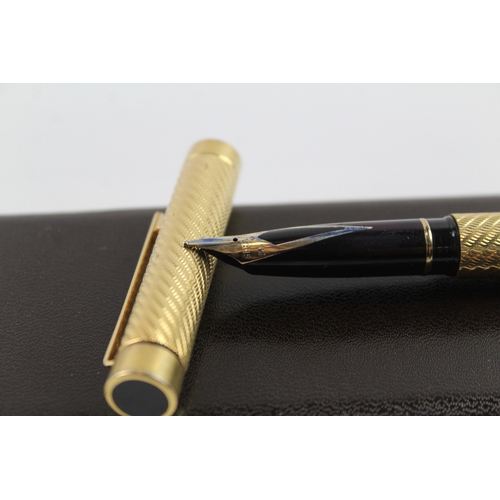 435 - Vintage Sheaffer Targa Gold Plated Fountain Pen w/ 14ct Gold Nib WRITING Boxed