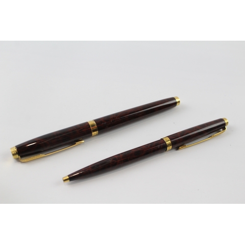 436 - Vintage Parker 75 Brown Lacquer Fountain Pen w/ 14ct Gold Nib WRITING