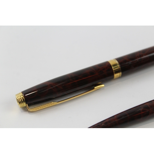 436 - Vintage Parker 75 Brown Lacquer Fountain Pen w/ 14ct Gold Nib WRITING