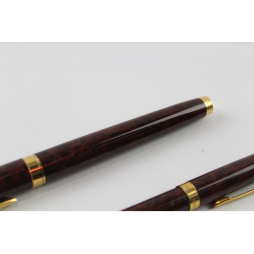 436 - Vintage Parker 75 Brown Lacquer Fountain Pen w/ 14ct Gold Nib WRITING