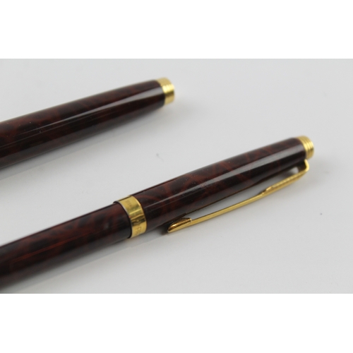 436 - Vintage Parker 75 Brown Lacquer Fountain Pen w/ 14ct Gold Nib WRITING