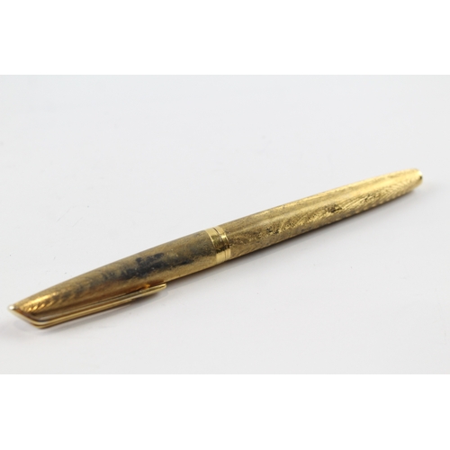 441 - Vintage Waterman C/F Gold Plated Fountain Pen w/ 18ct Gold Nib WRITING