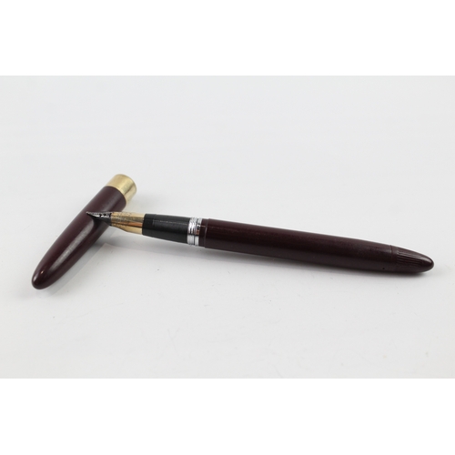 442 - Vintage Sheaffer Snorkel Burgundy Fountain Pen w/ 14ct Gold Nib WRITING