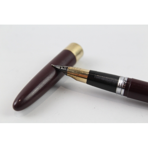 442 - Vintage Sheaffer Snorkel Burgundy Fountain Pen w/ 14ct Gold Nib WRITING