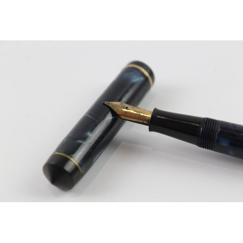 443 - Vintage Conway Stewart 759 Navy Fountain Pen w/ 14ct Gold Nib WRITING