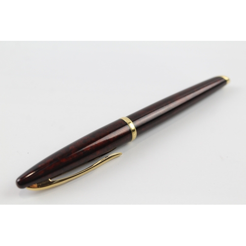 447 - Vintage Waterman Carene Burgundy Fountain Pen w/ 18ct Gold Nib WRITING