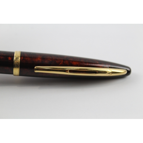 447 - Vintage Waterman Carene Burgundy Fountain Pen w/ 18ct Gold Nib WRITING