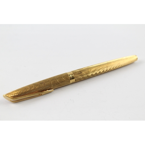 450 - Vintage Waterman C/F Gold Plated Fountain Pen w/ 18ct Gold Nib WRITING