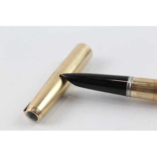 456 - Vintage Parker 51 Gold Plated Fountain Pen w/ 14ct Gold Nib WRITING 27g