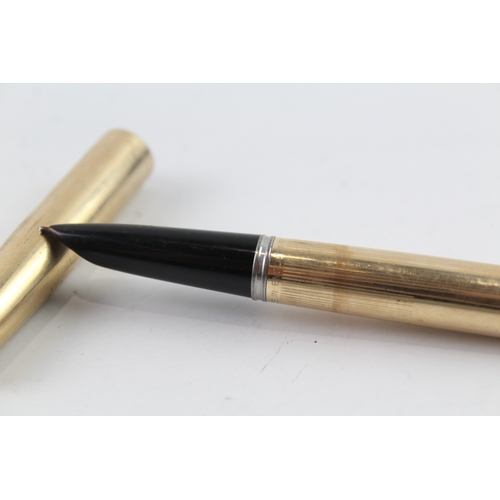 456 - Vintage Parker 51 Gold Plated Fountain Pen w/ 14ct Gold Nib WRITING 27g