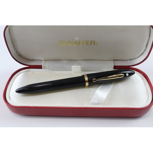 457 - Sheaffer Balance Lifetime Black Lacquer Fountain Pen w/ 14ct Gold Nib WRITING