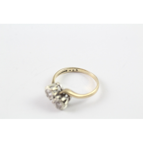 63 - 9ct gold 'toi et moi' diamond ring Size N